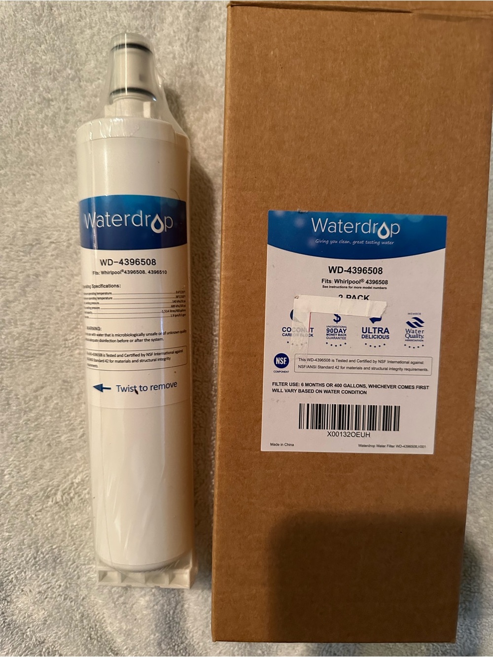 Waterdrop WD-4396508 Refrigerator Water Filter - White